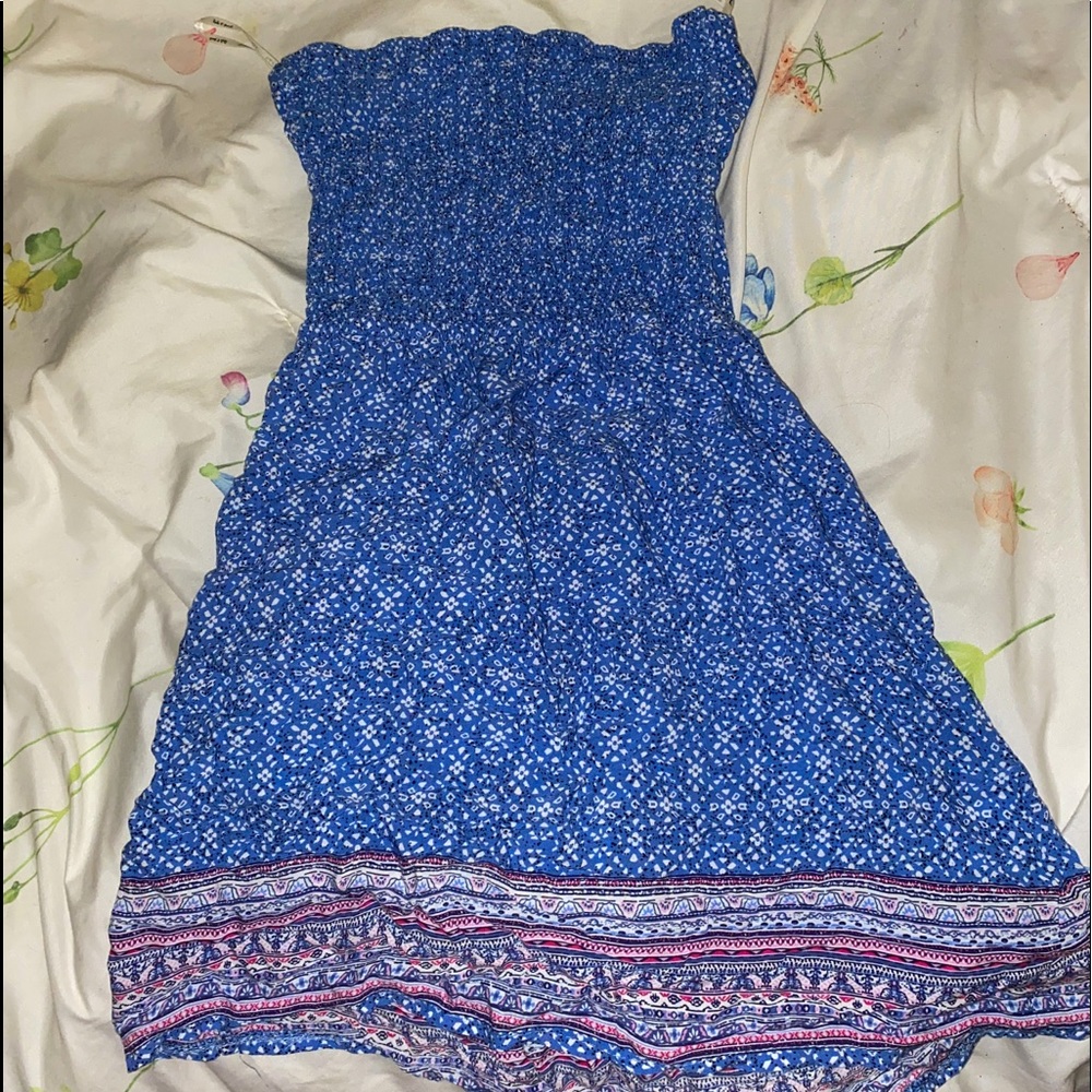Strapless Blue Sundress.